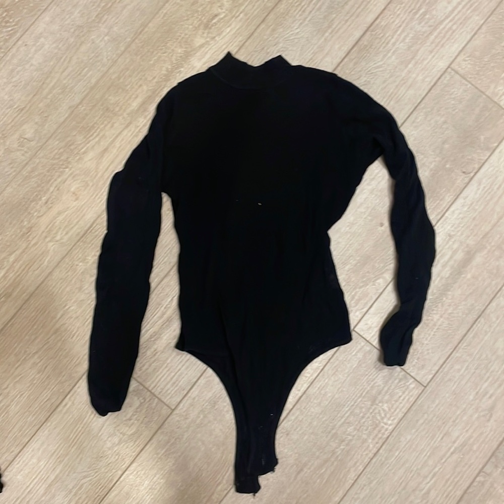 Wyldr Revolve Lovers and Friends Bodysuit Long Sleeve black knit xs